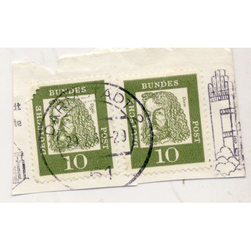 Timbre Allemagne, Bundespost :  2 Timbres Oblitérés, Dürer, Valeur 10