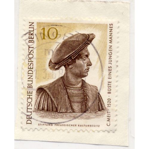 Timbre Allemagne, Bundespost :  Timbre Oblitéré, C. Meit 1520 Büste Eines Jungen Mannes,Stiftung Preussischer Kulturbesitz, Valeur 10