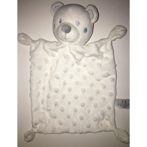 Doudou Ours Blanc Plat Simba Toys Benelux Pois Relief