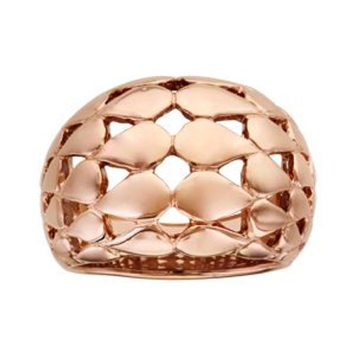 Bague Acier Et Pvd Rose Bombée Ajourée