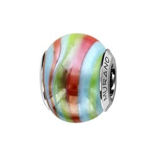 Charms Coulissant Argent Rhodié Verre De Murano Nacré Multicolore