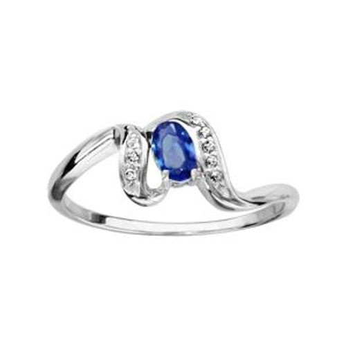 Bague Argent Rhodié Pierre Bleu Et Oxydes Blancs Sertis