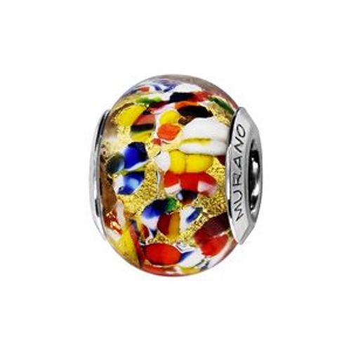 Charms Coulissant Argent Rhodié Verre De Murano Multicolore