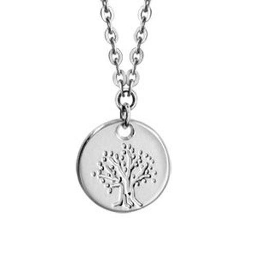 Collier Argent Rhodié Enfant Médaille 10mm Arbre De Vie 35+5cm