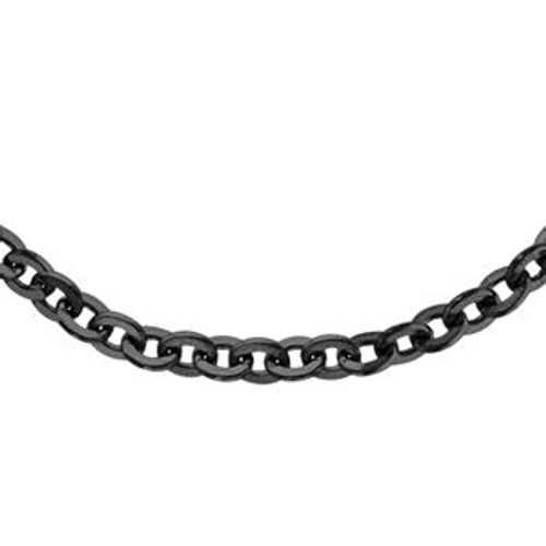 Chaîne Acier Et Pvd Noir Miroir Forçat Fine 2mm 42+4cm