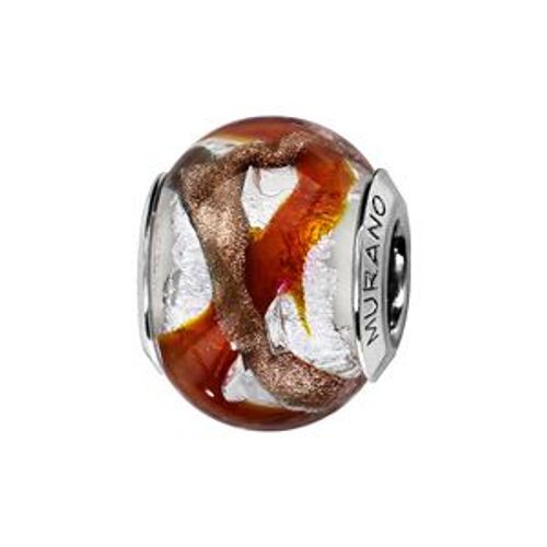 Charms Coulissant Argent Rhodié Verre De Murano Couleurs Brunes
