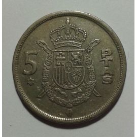 Pièce De 5 Pesetas 1975 Juan Carlos I Étoile 80 Espagne