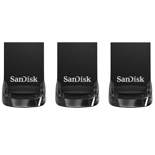 Lot de 3 SanDisk 128 Go Ultra Fit USB 3.2, Clé USB, des vitesses allant jusqu'à 400 Mo/s