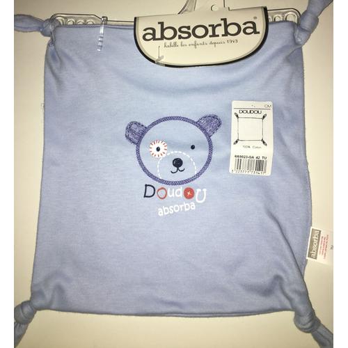 Doudou Ours Bleu Plat Absorba Noeuds Ourson 