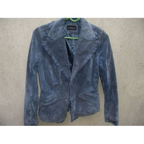 Veste In Extenso Croute Cuir Bleu T38 