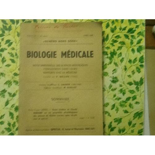 Biologie Medical Volume Lv Hors Serie Avril 1966