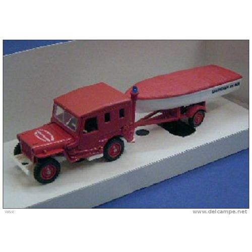 Jeep Willys  + Bateau Pompiers Voiture Miniature 1/43 Ver137-Verem