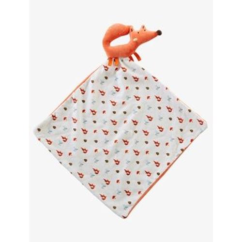 Doudou Lange Hochet Renard Vertbaudet Blanc Orange Motifs Champignons Pommes De Pin Ecureuils Peluche Bebe Vert Baudet Rakuten