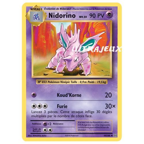 Pokémon - 44/108 - Nidorino Niv.25 - Xy - Evolutions - Peu Commune