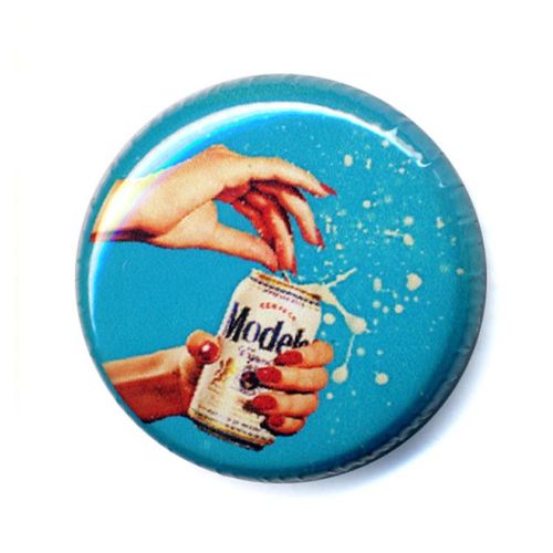 1x Badge - Biere Beer Publicité Ancienne Vintage - 60's Pop Retro Turquoise Bleu Blue - Button Pins Ø25mm