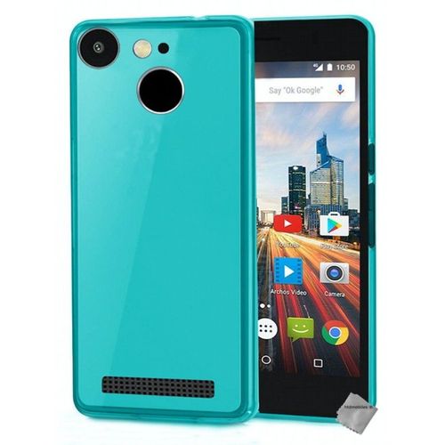 Housse Etui Coque Silicone Gel Fine Pour Archos 50f Helium Lite + Film Ecran - Bleu