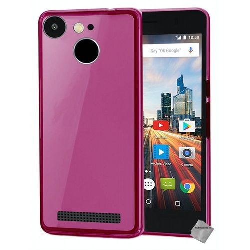 Housse Etui Coque Silicone Gel Fine Pour Archos 50f Helium + Film Ecran - Rose