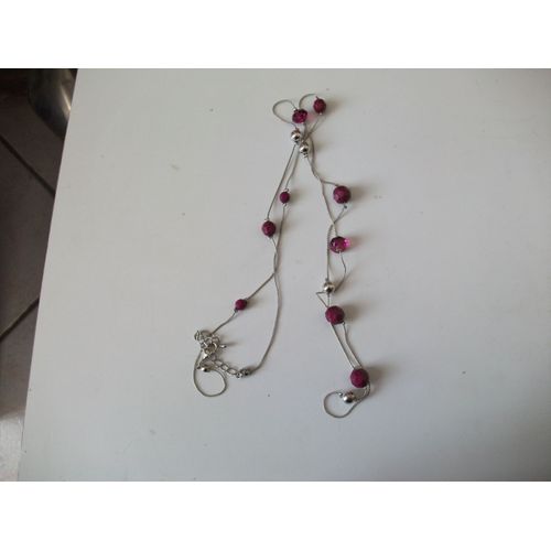 Collier En Acier Perles Violet