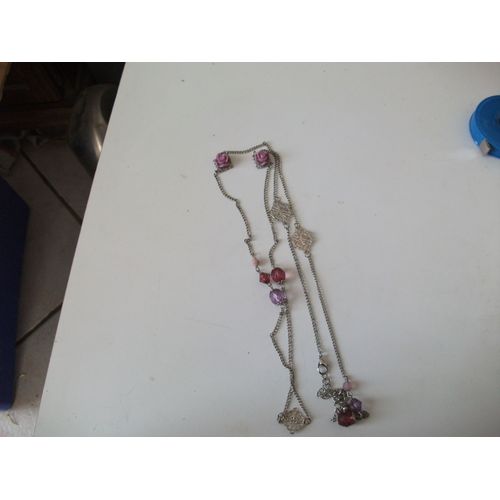 Collier En Acier Perles Violet