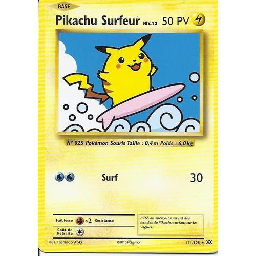 Carte Secréte Pikachu Surfeur 111/108 - Xy Evolutions