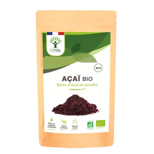 Açaï Bio En Poudre - Superaliment - Fer Oméga 3 Phosphore - Baies Lyophilisées De Qualité Premium - Sans Sucre Ajouté - Conditionné En France - Vegan - 50 Gr 