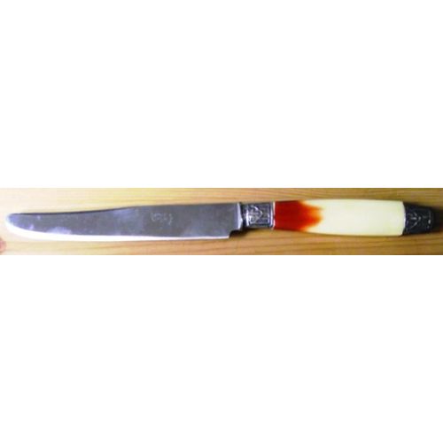 Couteau Ancien Avec Manche En Corne.Lame Gravée Inox Sp.