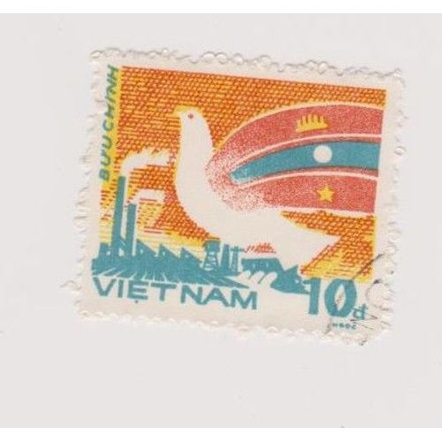 Timbre Vietnam Colombe Oiseau Oiseaux Paix Oblitéré 