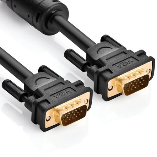 Câble VGA Ugreen Câble VGA/SVGA Mâle vers Femelle Plaqué or avec Noyaux en Ferrite - 2m - Noir