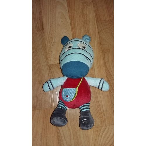 Doudou Zebre Rouge Bleu Multicolore Pommette Peluche Pomette