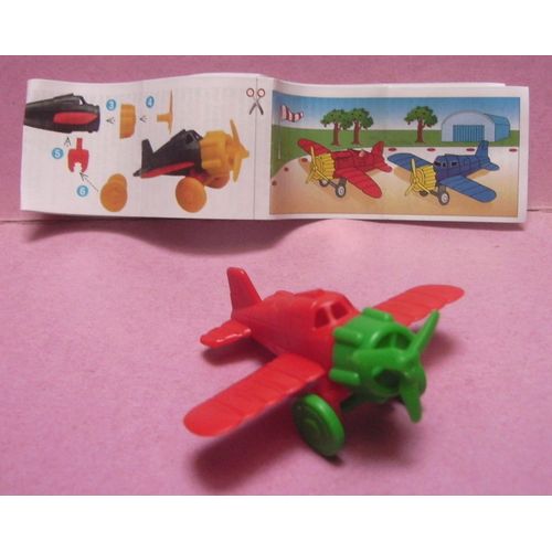 Figurine Animée Maraja - Avion Rouge Et Vert - Art. 102 - (Style Kinder)