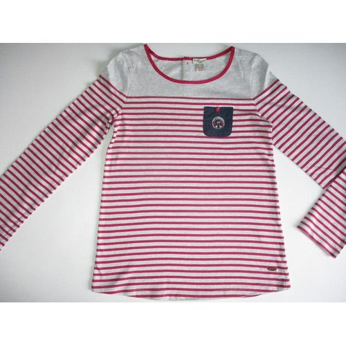 Tee-Shirt Marinière Gris Fuchsia Cyrillus 14 Ans