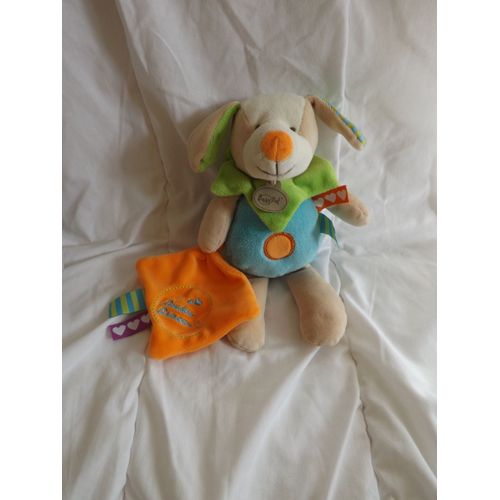 Doudou Chien Blau Vert Orange Babynat Baby Nat'