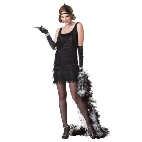 Déguisement Charleston Noir Brillant Femme - Taille: S (38/40)