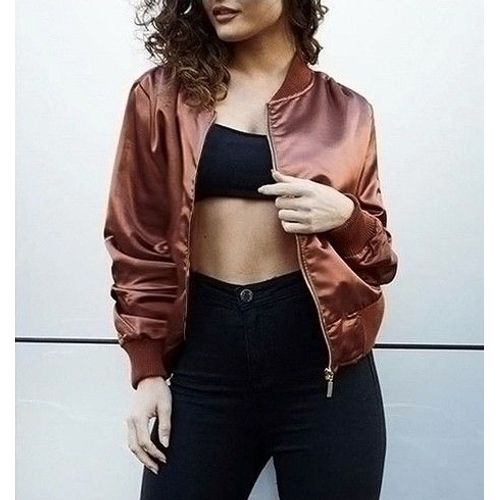 Blouson Bombers Marron Satiné T 38/M