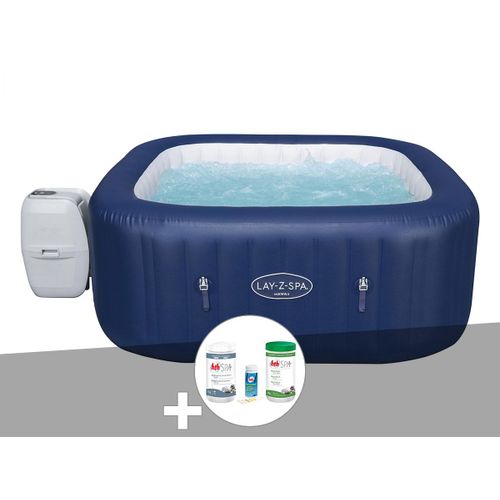 Kit spa gonflable Bestway Lay-Z-Spa Hawaii carré Airjet 4/6 places + Kit traitement brome
