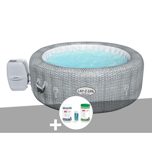 Kit spa gonflable Bestway Lay-Z-Spa Honolulu rond Airjet 4/6 places + Kit traitement brome