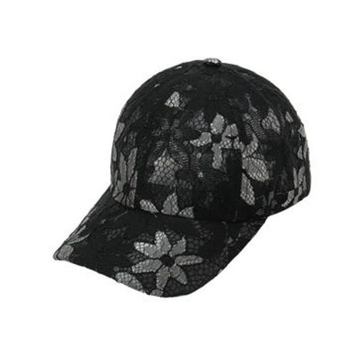 Casquette Baseball Femme Avec Broderie Dentelle Florale, Noir Mz535