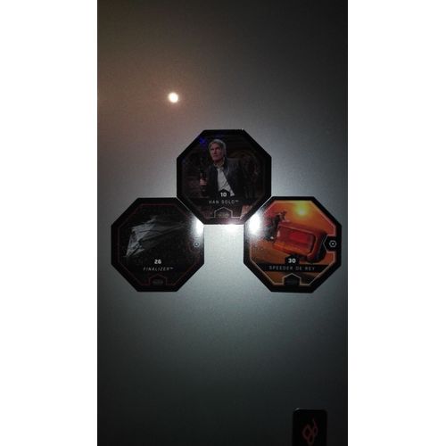 Lot De 3 Jetons Star Wars Cosmics Shells, Han Solo, Finalizer Et Speeder De Rey