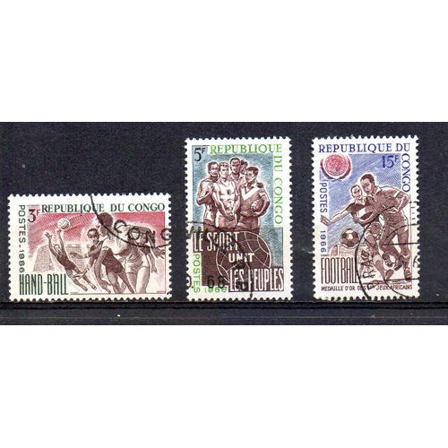 Congo- Lot De 3 Timbres Oblitérés- Sports