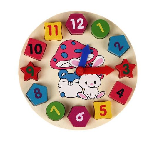 En Bois 12 Nombre Coloré - Puzzle Numérique Géométrie Horloge - Bébé Éducatifs En Bois Horloge Jouet Enfants - Enfants Jouets Cadeaux