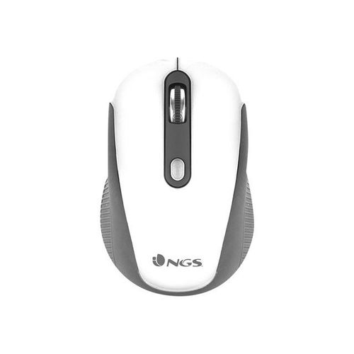 NGS Haze - Souris - droitiers et gauchers - optique - 4 boutons - sans fil - 2.4 GHz - récepteur sans fil USB - noir, blanc