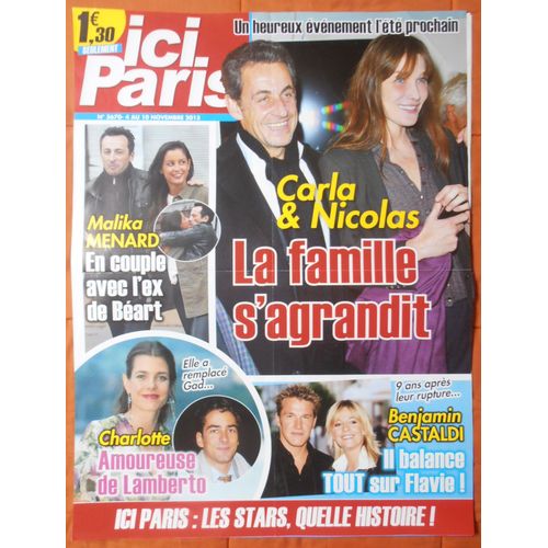 Affiche Pliée Format 80x60 Ici Paris Nicolas Sarkozy Carla Bruni Charlotte Casiraghi