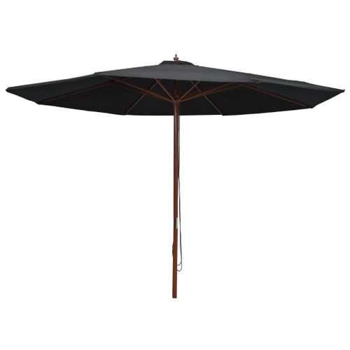 Parasol D'extérieur Avec Mât En Bois 350 Cm Noir Helloshop26 02_0008253