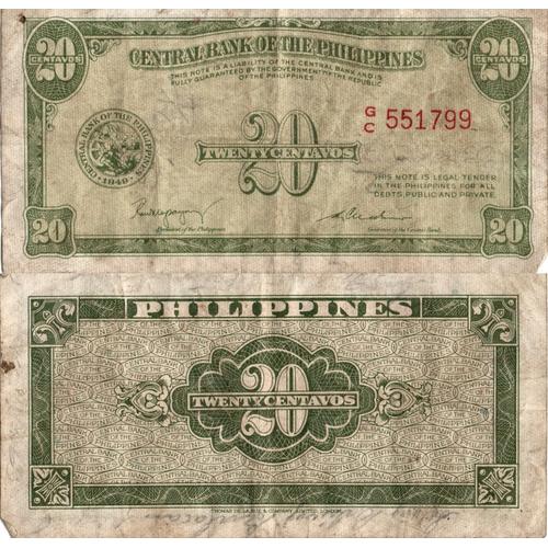 Philippines / 20 Centavos / 1949 / P-130(B) / Vf