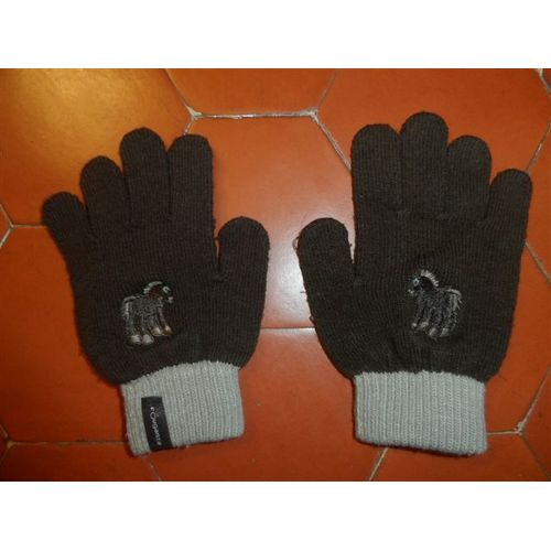 Gants D'équitation Jersey Marron Brodés Fouganza