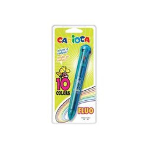 Carioca - 10 Stylos À Bille De Couleur - Couleurs Assorties - Rétractable
