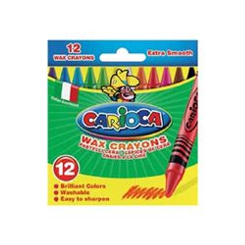 Carioca - Crayon - Cire - Non Permanent - Couleurs Brillantes Assorties - 8 Mm - Pack De 12