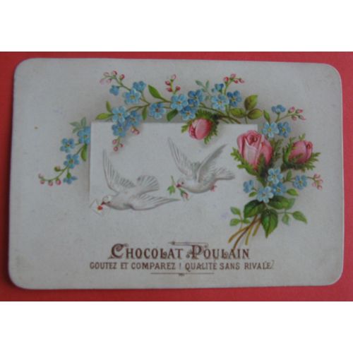 Chromo Ancien Oiseaux Relief Publicité Chocolat Poulain