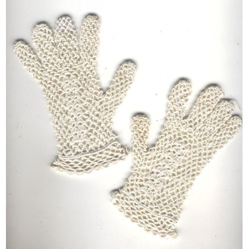 Gants En Coton, Écrus, Faits Main Au Crochet.