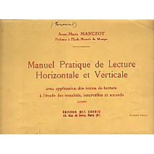Manuel Pratique De Lecture Horizontale Et Verticale